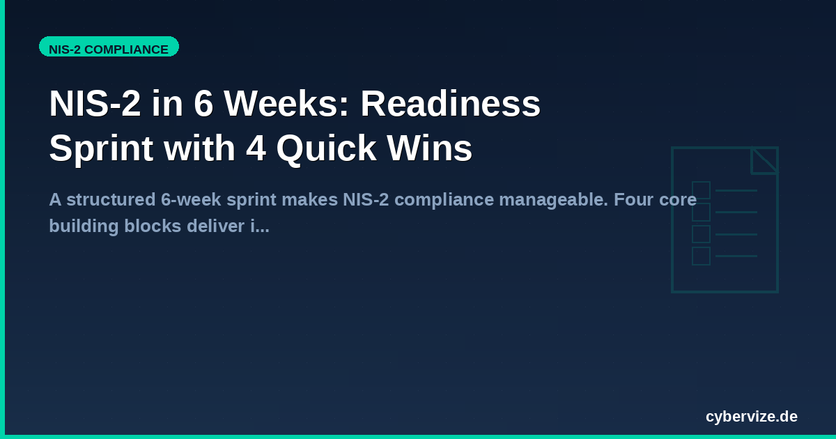 NIS-2 in 6 Weeks: Readiness Sprint with 4 Quick Wins