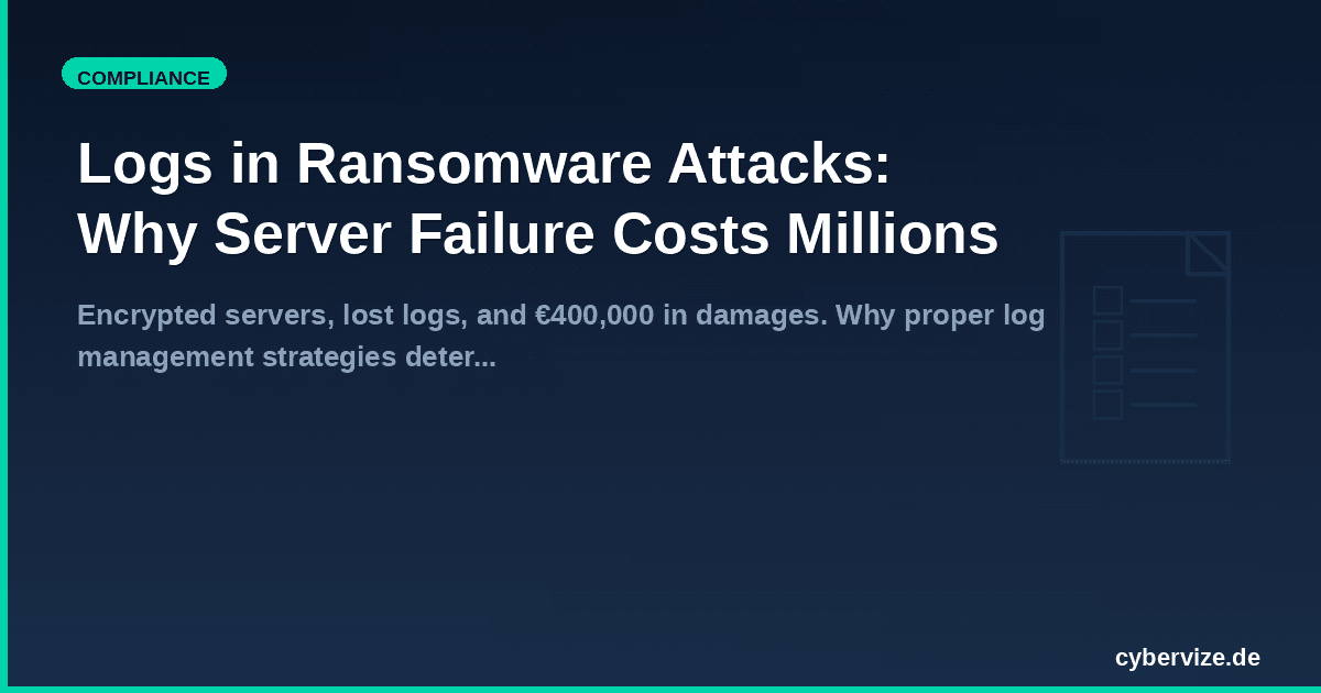 Logs in Ransomware Attacks: Why Server Failure Costs Millions
