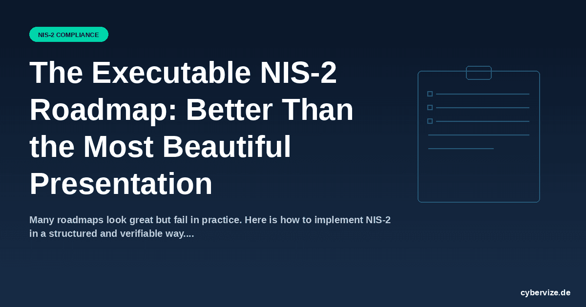 The Executable NIS-2 Roadmap: Better Than the Most Beautiful Presentation