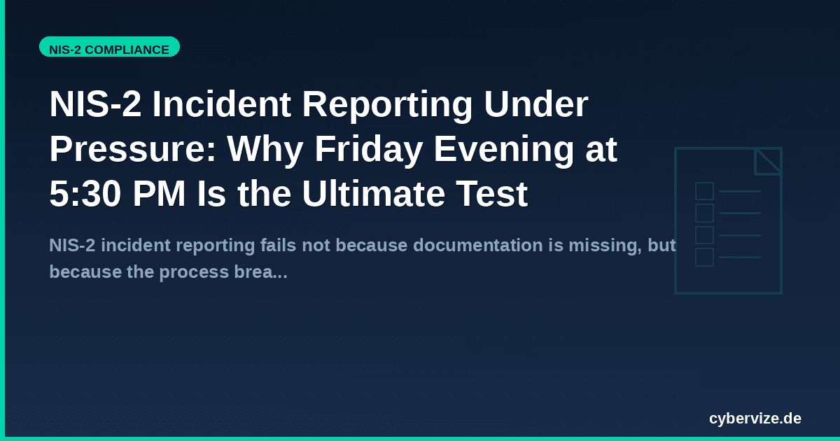 NIS-2 Incident Reporting Under Pressure: Why Friday Evening at 5:30 PM Is the Ultimate Test