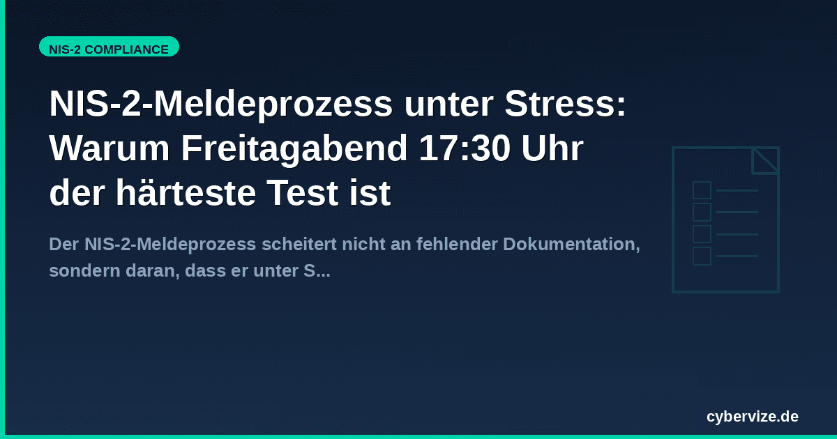 NIS-2-Meldeprozess unter Stress: Warum Freitagabend 17:30 Uhr der härteste Test ist