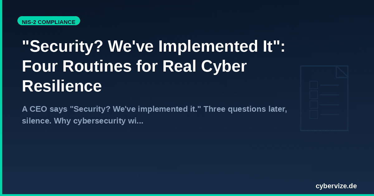 "Security? We've Implemented It": Four Routines for Real Cyber Resilience