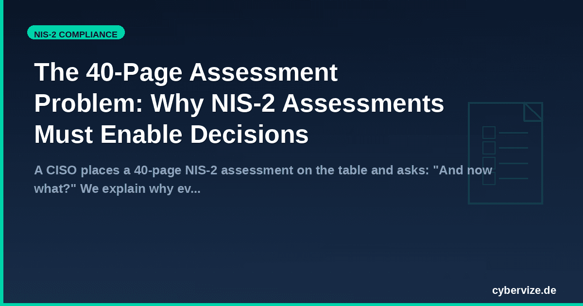The 40-Page Assessment Problem: Why NIS-2 Assessments Must Enable Decisions
