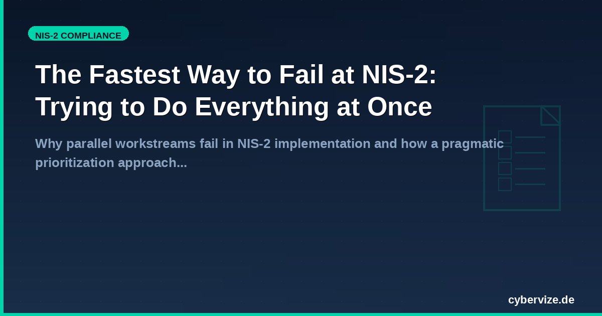 The Fastest Way to Fail at NIS-2: Trying to Do Everything at Once